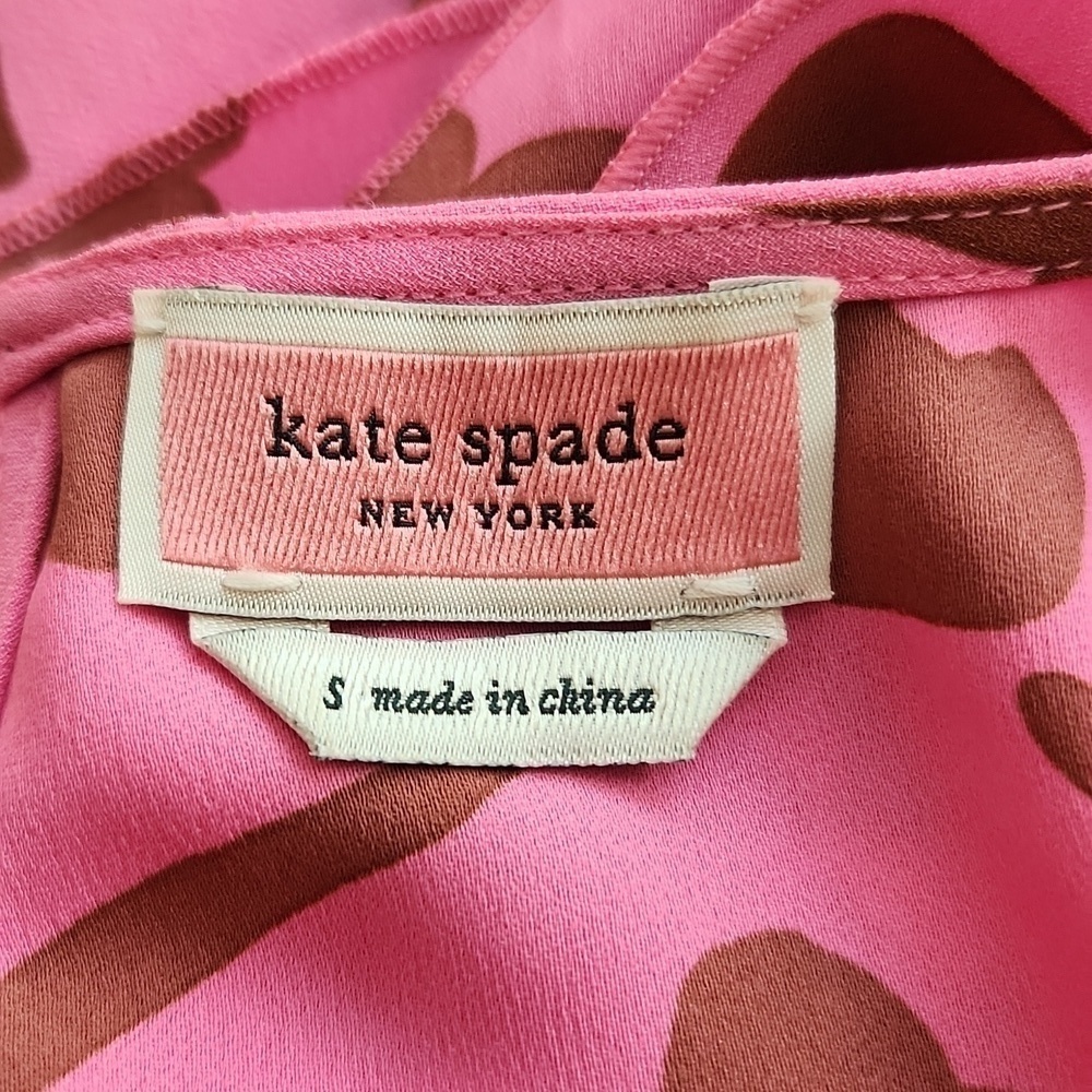 Kate Spade Splash Floral Crewneck Flutter Sleeve Keyhole Top Size S Pink Multi - Picture 5 of 7